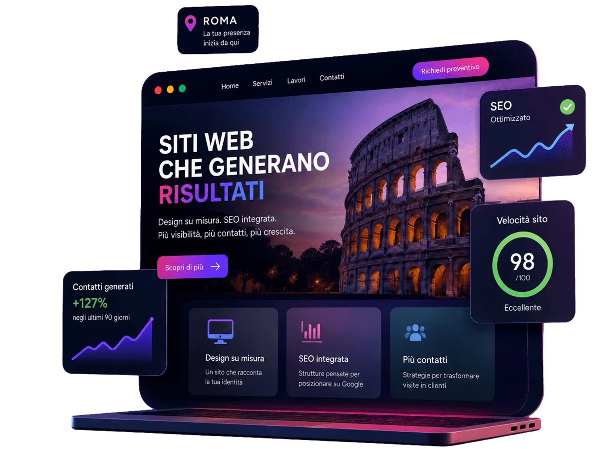Siti web e risultati digitali su laptop